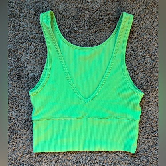 Lululemon Power Pivot Ribbed Tank Top Scream Green Size 4 - Picture 3 of 6